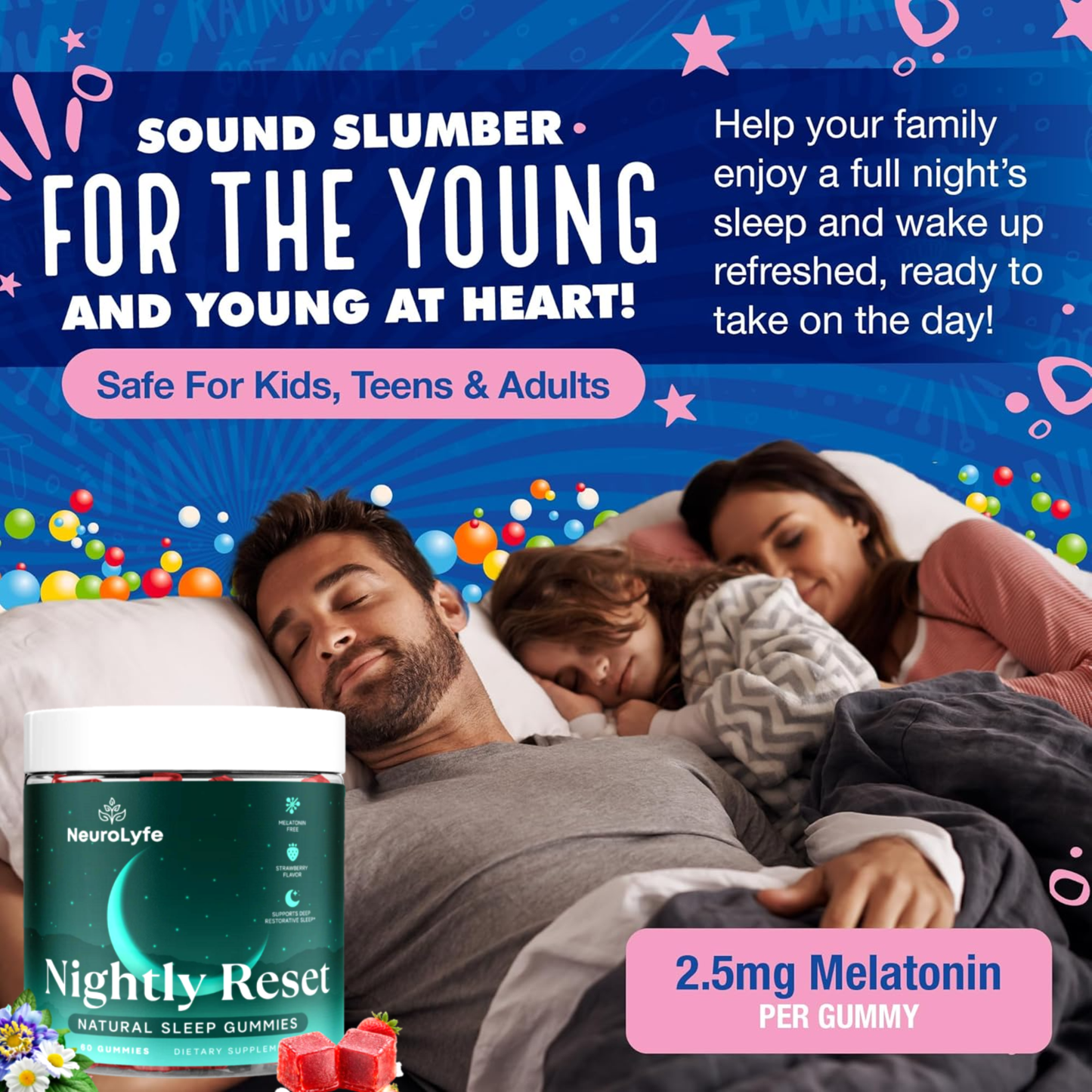 Natural Sleep Gummies – Strawberry Melatonin & Antioxidant Support