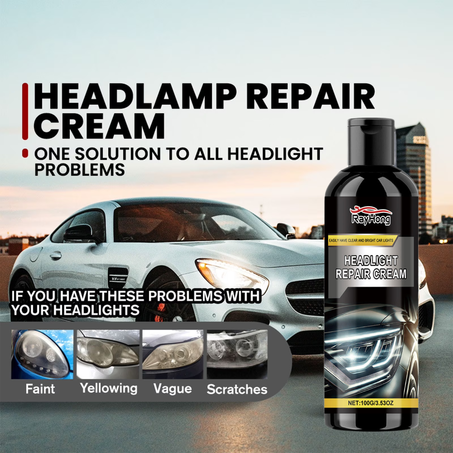 Headlight Repair Paste – Anti-Yellowing & Polishing Restorer