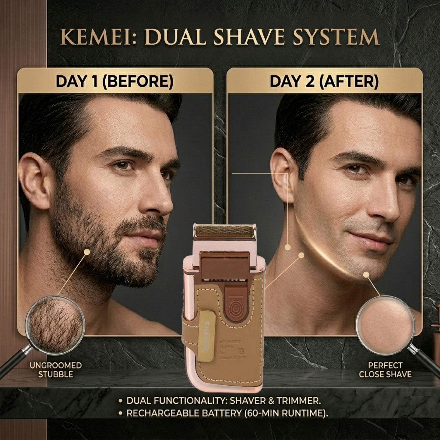 Electric Razor – Precision Shaving with Leather Case