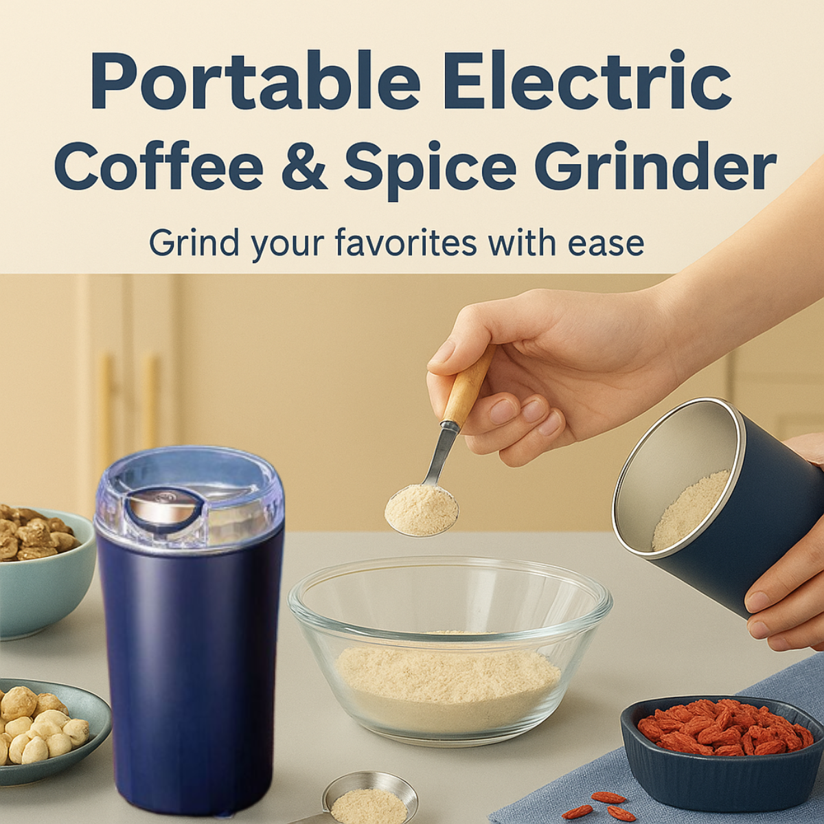 Portable Electric Coffee & Spice Grinder
