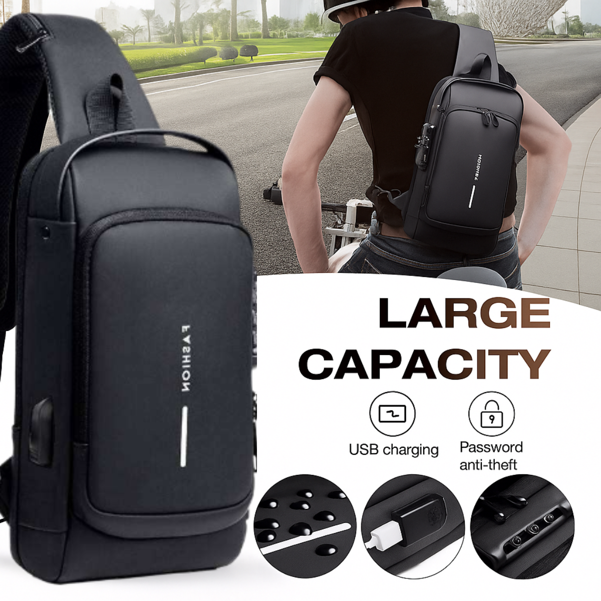 Anti-Theft USB Chest Bag – Secure, Stylish & Practical