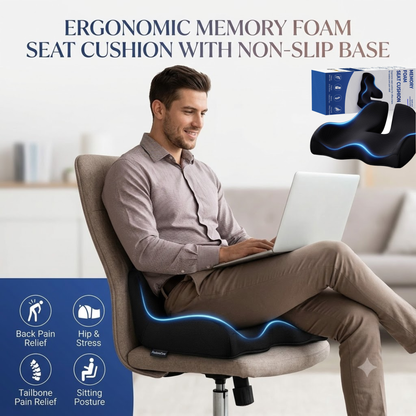 Ergonomic Memory Foam Seat Cushion with Non-Slip Base