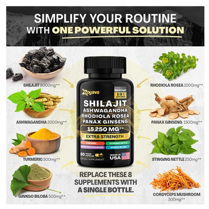 Shilajit & Herbal Blend Capsules –  9000mg Shilajit