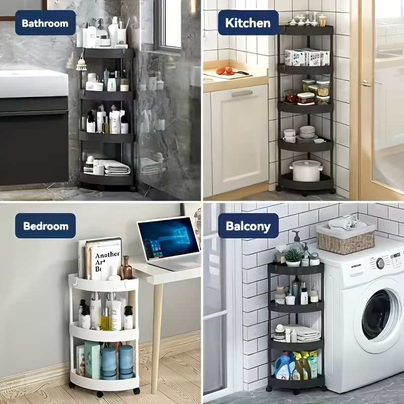 Corner Storage Shelf – Space Saving Organizer for Bathroom & Kitchen