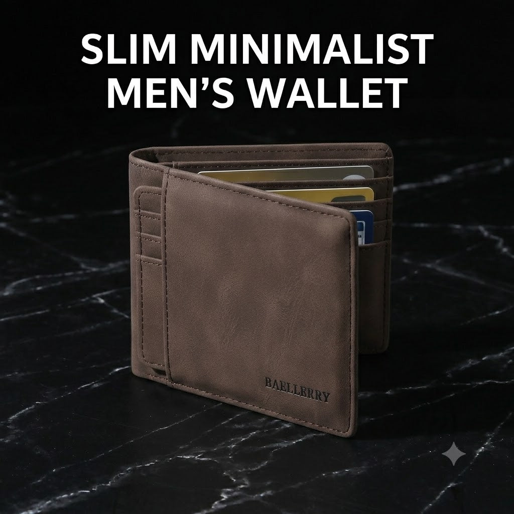 Slim Minimalist Men's Wallet – Leather Business Wallet with Removable Card Holder