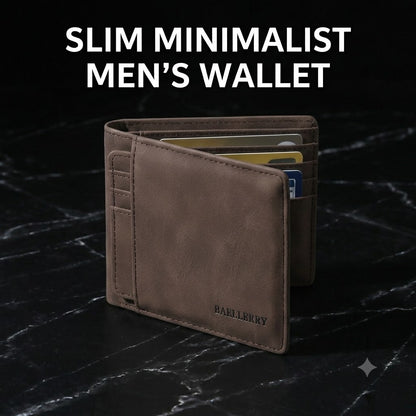 Slim Minimalist Men's Wallet – Leather Business Wallet with Removable Card Holder