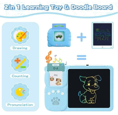 2-in-1 Early Education Device — LCD Writing Tablet & Talking Flash Cards