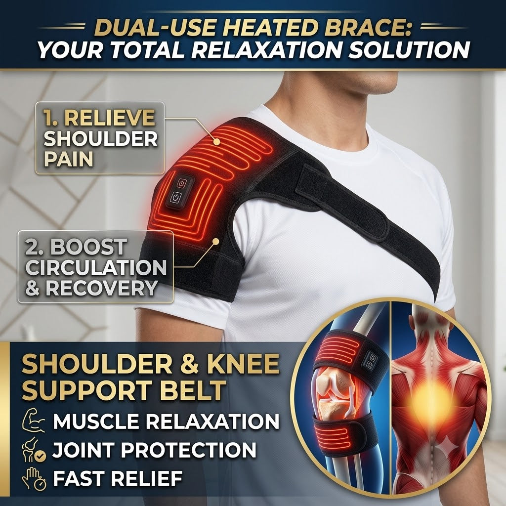 Electric Heating Shoulder & Knee Support Belt – Dual-Use Heated Brace for Muscle Relaxation