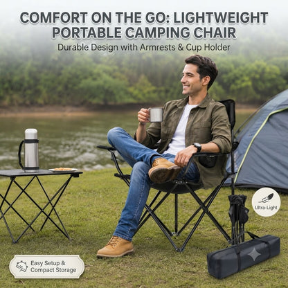 Portable Folding Camping Chair Lightweight Outdoor Chair with Armrests
