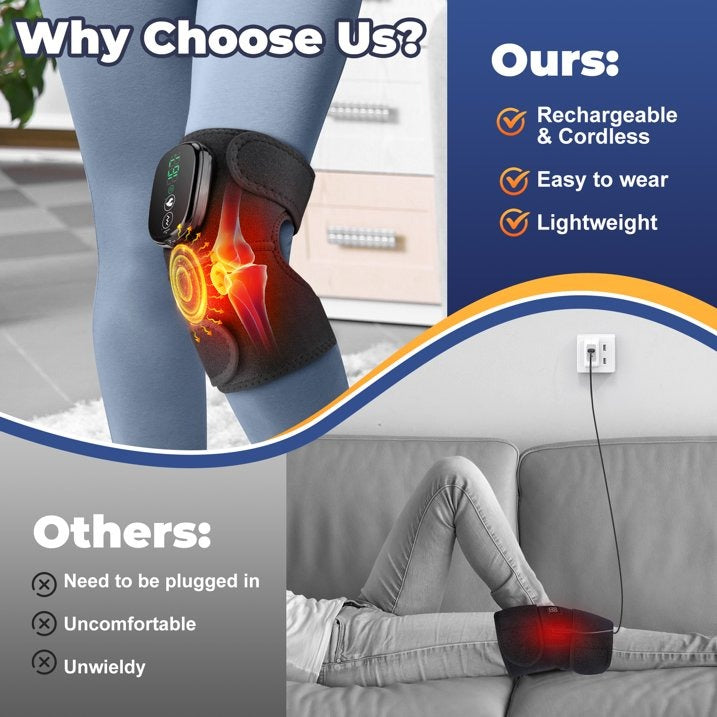 Electric Knee Massager with Heat – Vibration Joint Wrap for Knee, Elbow & Shoulder