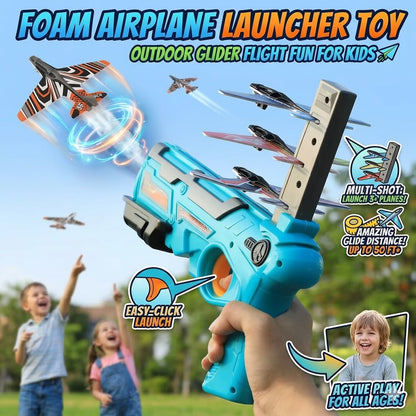Foam Airplane Launcher Toy – Outdoor Glider Flight Fun for Kids