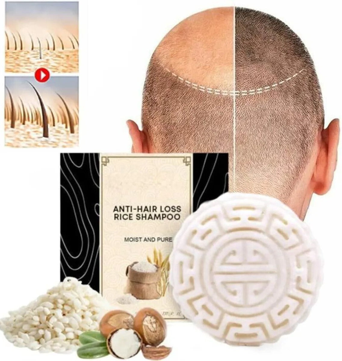 OriginGROWTH™ anti-hair loss rice shampoo bar