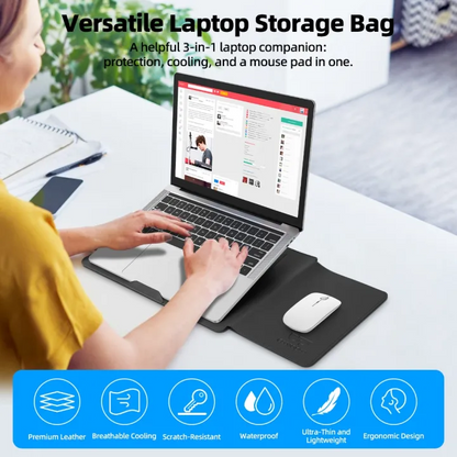 Luxury PU Leather Laptop Sleeve – Slim Protective Case with Stand Function