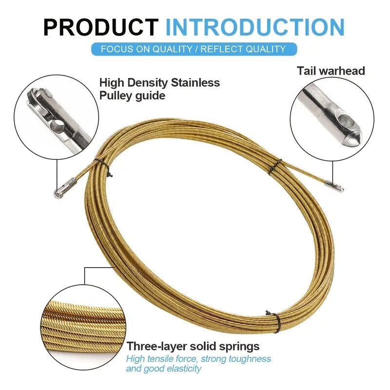 Spring Steel 15M Electrical Wire Fishing Tool – 4mm Cable Puller
