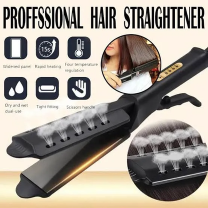 Professional Titanium Hair Straightener – Wet & Dry Dual Use Salon Flat Iron