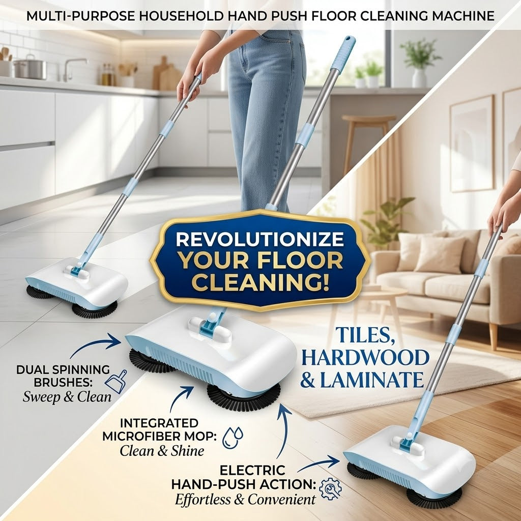 Electric Floor Mop & Sweeper – Household Hand Push Floor Cleaning Machine