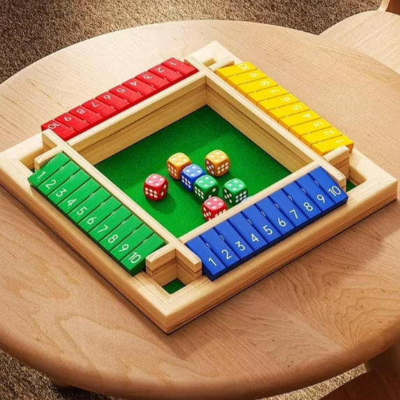 Wooden Chess Set with Shut Box Dice – Classic Educational Family Board Game