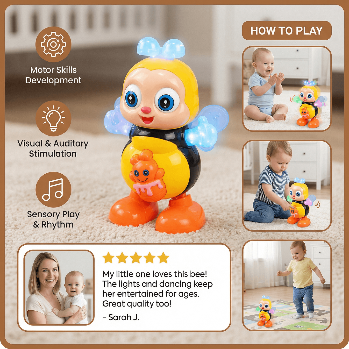 Dancing Musical Bee – Interactive Educational Toy for Babies & Toddlers