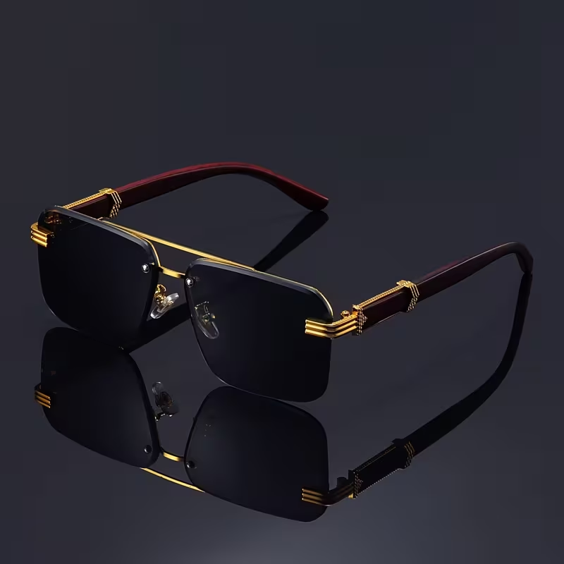 Luxury Rimless Sunglasses – Leopard Hinge UV400 Gradient Lens Design