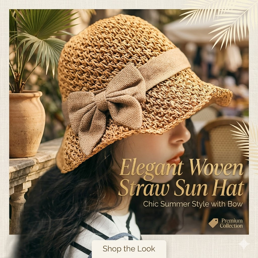 Elegant Straw Sun Hat – Chic Summer Style with Bow