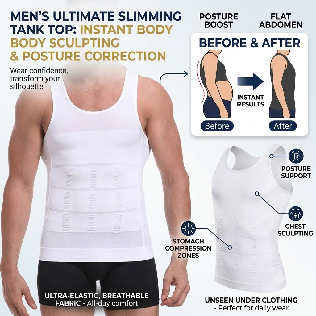 Men's Compression Tank Top – Breathable Mesh Racerback Gym Vest for Training & Fitness