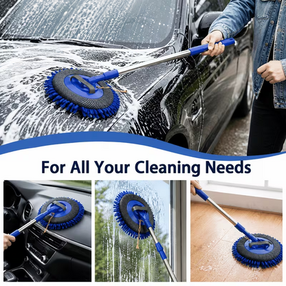 Car Wash Chenille Flat Mop Set – Telescopic Aluminum Alloy Cleaning Mop for Cars & Windows