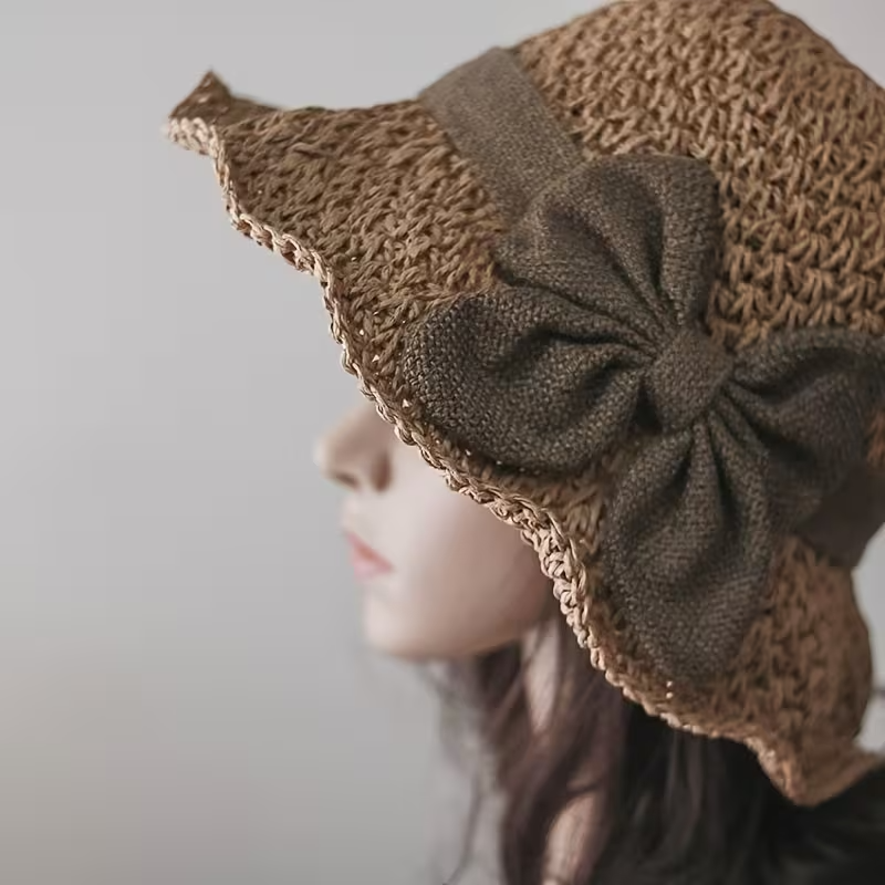 Elegant Straw Sun Hat – Chic Summer Style with Bow