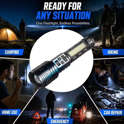 Dual LED Rechargeable Flashlight Super Bright Outdoor Torch