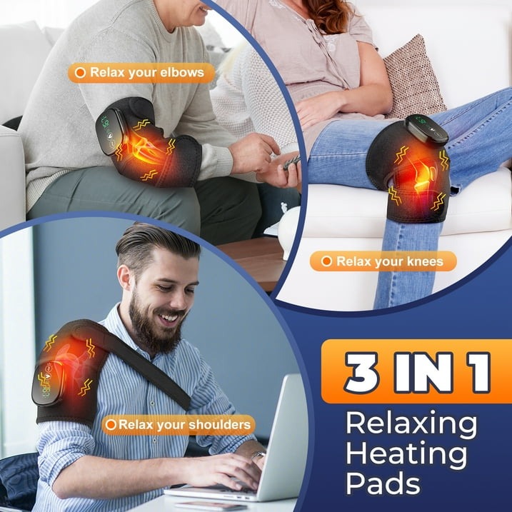 Electric Knee Massager with Heat – Vibration Joint Wrap for Knee, Elbow & Shoulder