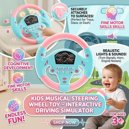 Kids Musical Steering Wheel Toy – Interactive Driving Simulator with Lights & Sounds