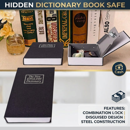 Book Safe with Combination Lock Hidden Steel Security Box