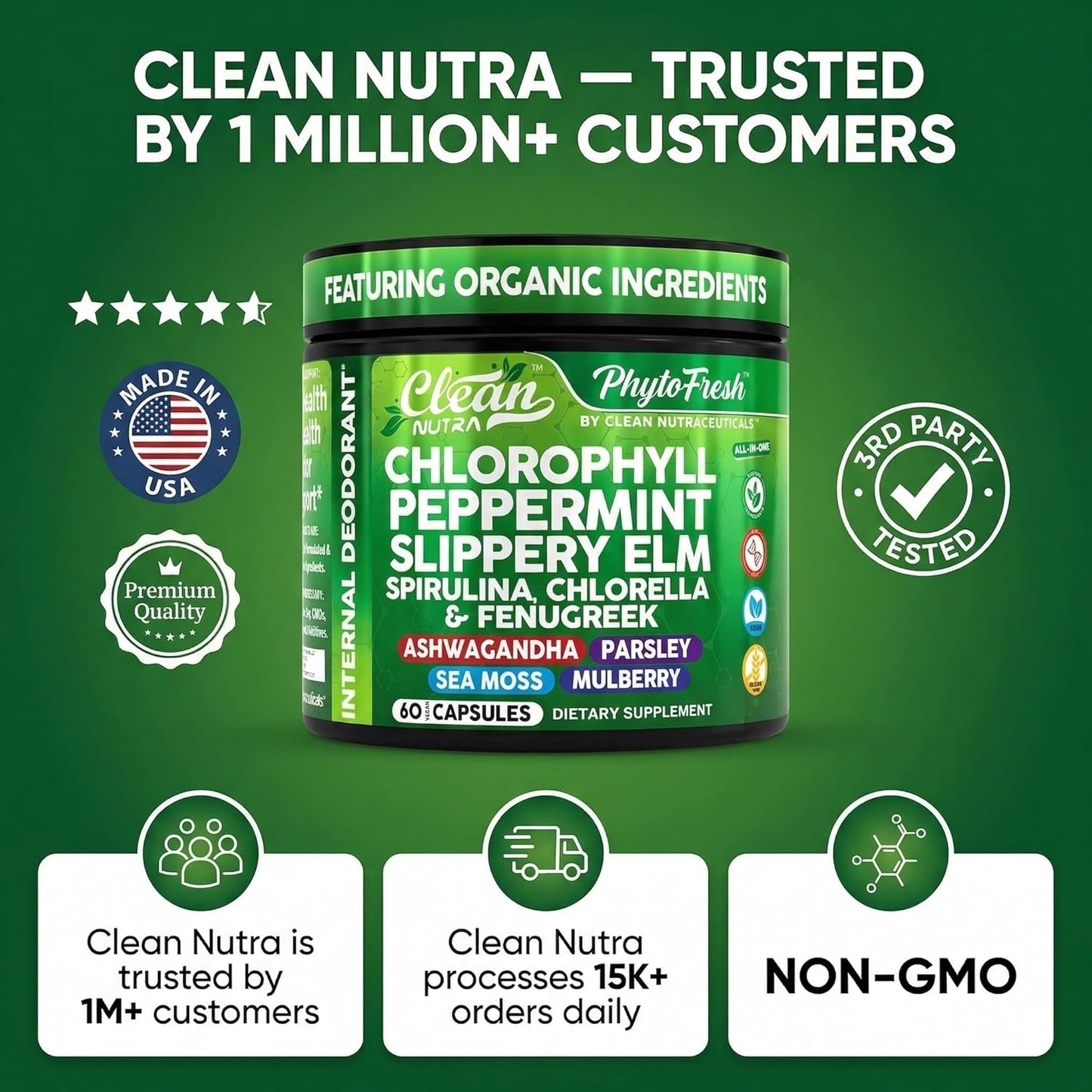 Chlorophyll Capsules Natural Green Supplement