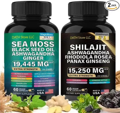 Vitality Bundle – Sea Moss, Shilajit, Ashwagandha & Ginger for Energy, Immunity & Libido