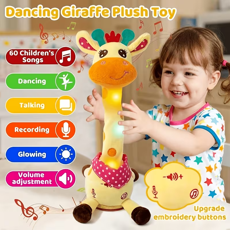 Cute Electronic Dancing Giraffe Plush Toy – Musical Swinging Stuffed Animal with Adjustable Volume
