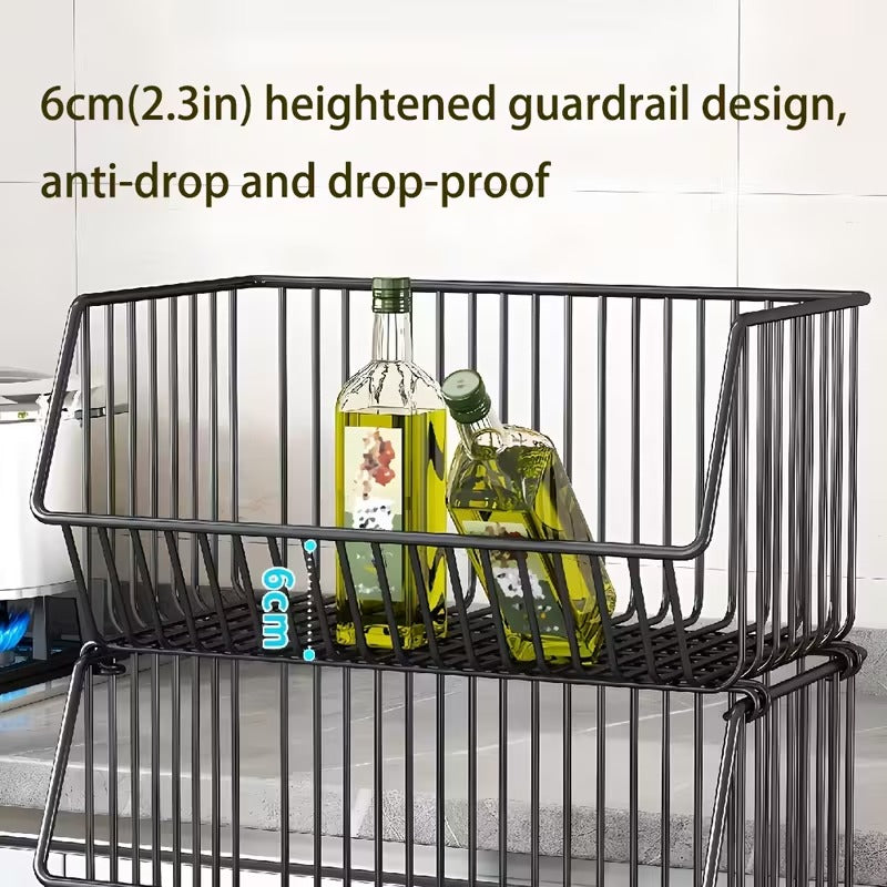 Stackable Metal Wire Rolling Storage Cart