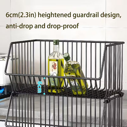 Stackable Metal Wire Rolling Storage Cart