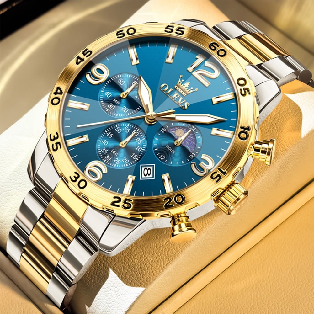 Men’s Fashion Chronograph Quartz Watch — Big Dial & Moon Phase