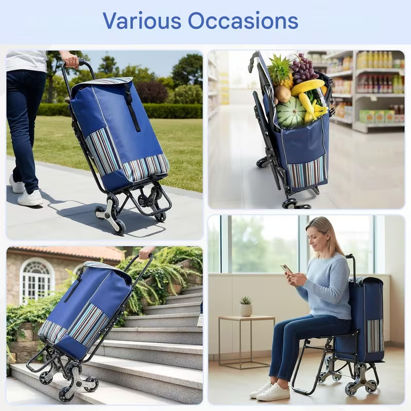 Heavy Duty Shopping Cart Trolley – Portable Hand Lift Transport Cart for Groceries & Luggage