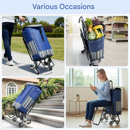 Heavy Duty Shopping Cart Trolley – Portable Hand Lift Transport Cart for Groceries & Luggage