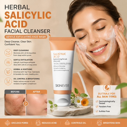 Herbal Salicylic Acid Facial Cleanser Gentle Exfoliating Face Wash