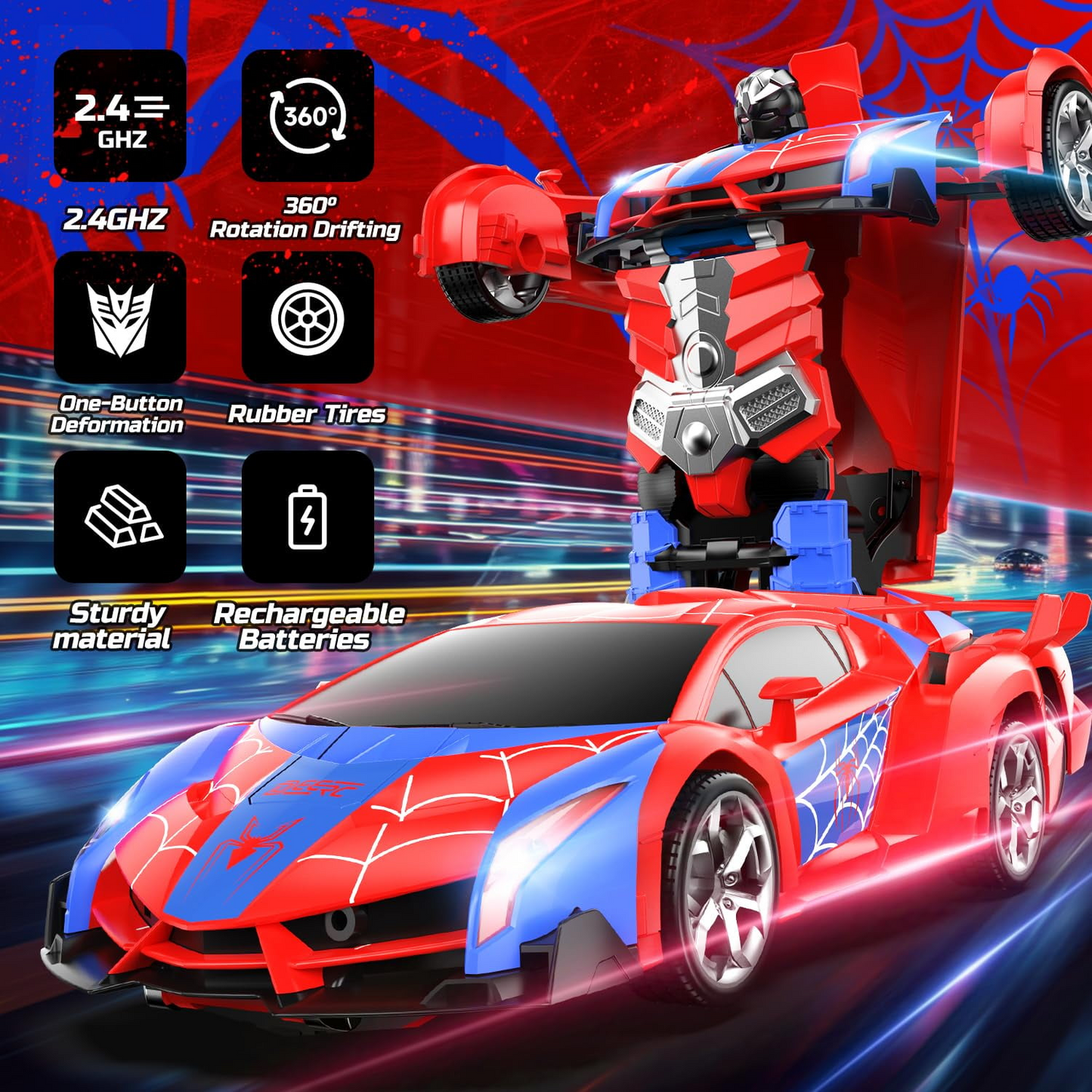 Transforming Car – Drift Racing & Robot Toy with LED Lights