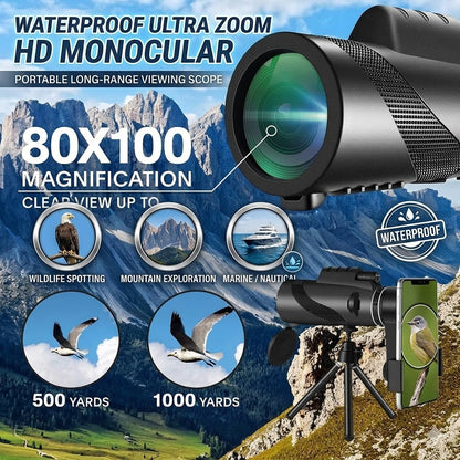Waterproof Ultra Zoom HD Monocular – Portable Long-Range Viewing Scope