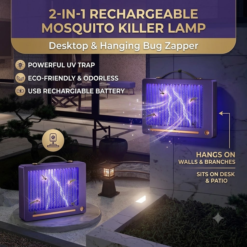 2 in 1 Rechargeable Mosquito Killer Lamp – Desktop & Hanging Bug Zapper