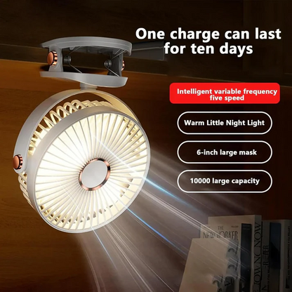 Portable USB Clip Fan – Ultra Quiet Rechargeable Cooling Fan