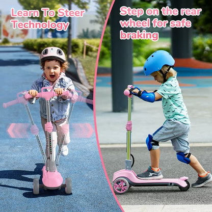 Foldable 3 Wheel Kids Kick Scooter with LED Lights – Outdoor Riding & Balance Toy