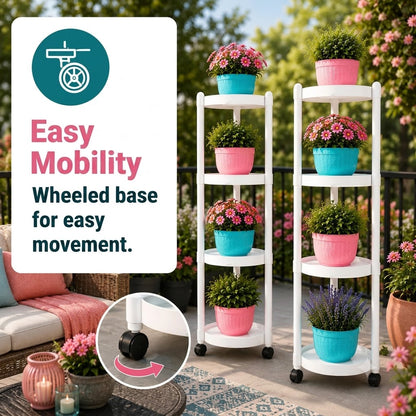 Nordic Style Multi Layer Plant Stand with Wheels – Modern Indoor & Outdoor Flower Display Shelf