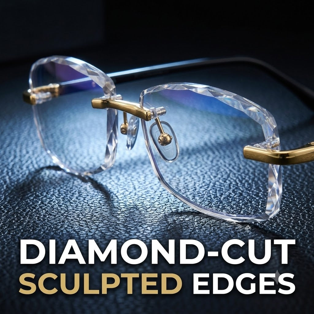 Rimless Anti Blue Light Diamond - Cut Computer Glasses