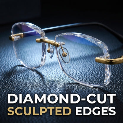 Rimless Anti Blue Light Diamond - Cut Computer Glasses