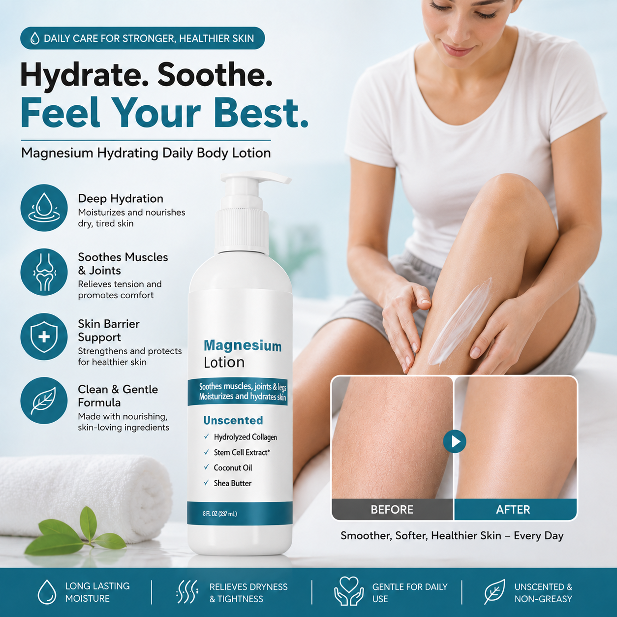 Magnesium Hydrating Daily Body Lotion for Muscles