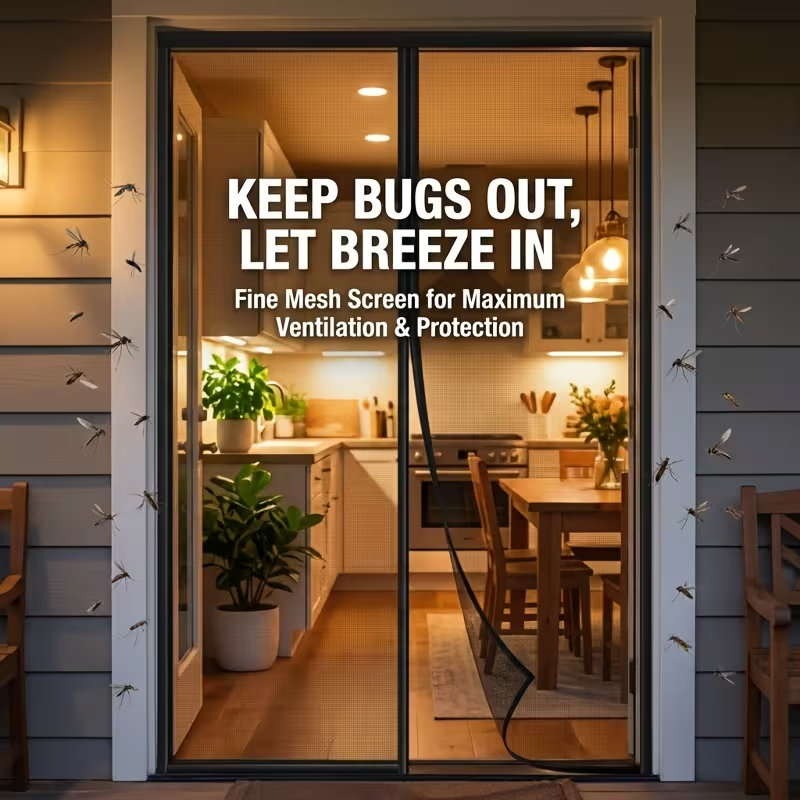 Magnetic Mesh Door Screen – Automatic Closing Anti Mosquito Insect Screen Curtain